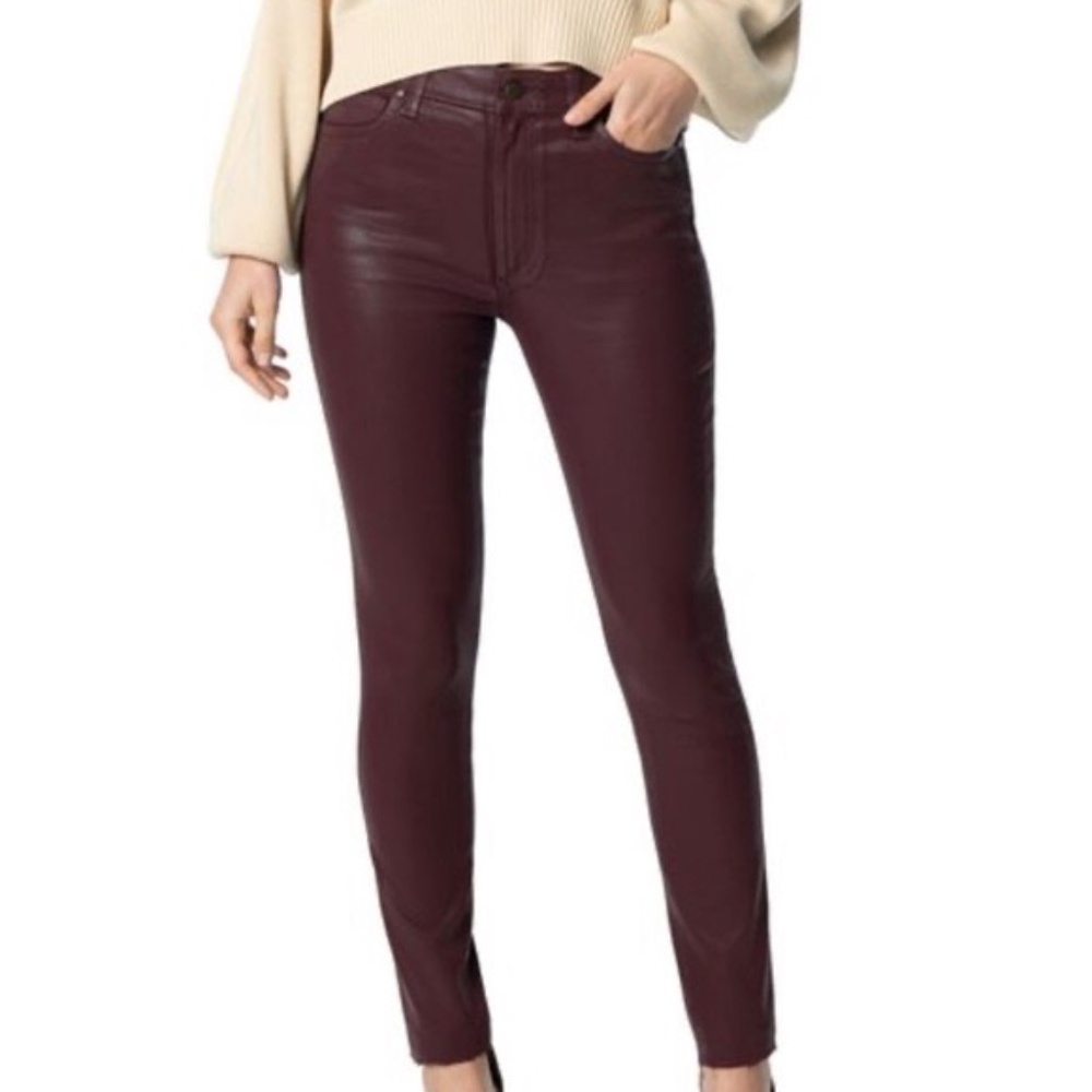 Joes Jeans Size 27 with Faux-leather finish in Maroon